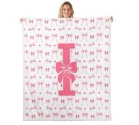 feelingyou Lettre initiale I Jeter Couverture, Queen Taille Princesse Style Arc Lit pour Adultes Bowknot Coquette Alphabet Lettre Décoration d'intérieur pour lit