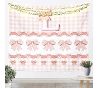 feelingyou Lettre initiale L Tapisserie murale suspendue Nœud papillon rose Style princesse Décoration de chambre pour enfants garçons Belle cravate Échecs Blanc Couverture murale en polyester Taille
