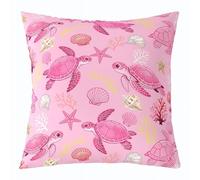 feelingyou Lot de 1 housse de coussin en forme de tortue de mer - 45 x 45 cm - Belle étoile de mer - Corail - Pour enfants et adolescents