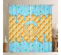 feelingyou Lot de 2 rideaux de fenêtre avec lettre O - Taille XXL - 260 x 140 cm - Motif géométrique à carreaux - Pour adultes et enfants