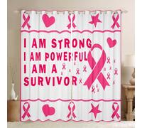 feelingyou Lot de 2 rideaux inspirants pour chambre à coucher, survivantes du cancer, cadeaux pour femmes, salon, sensibilisation au cancer du sein, décoration de chambre, rideaux de fenêtre rose