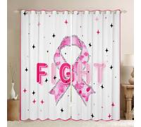 feelingyou Lot de 2 rideaux inspirants pour chambre à coucher, survivants du cancer, cadeaux pour femmes, rideaux de salon, décoration de chambre, rideaux blancs et roses, 117 x 137 cm