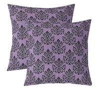 feelingyou Lot de housses de coussin damassées noires et violettes - 2,55 x 55 cm - Luxueuses - Vintage - Décoratives - Pour adulte - Imprimé floral - Rétro - Damas