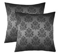 feelingyou Lot de housses de coussin - Motif damas - Noir - 2,55 x 55 cm - Motif damassé moderne et luxueux - Pour adulte - Style baroque et rococo