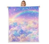 feelingyou Nuages romantiques Jetez Couverture Taille Aquarelle Nuage rêveur Couverture pour Garçons Filles Style Kawaii Princesse Décor à la Maison pour Canapé