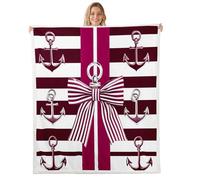 feelingyou Nœud rose Lancer Couverture, B Taille Marine Ancre et Boucle de Cravate Lancre Lit pour Enfants Ligne Géométrique Bordeaux Décoration de la Maison pour Chaise