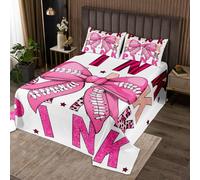 feelingyou Parure de lit en polyester doux avec 2 taies d'oreiller - Motif nœud papillon 3D - Rose - Taille M - Pour filles et adolescents - Imprimé léopard - Princesse
