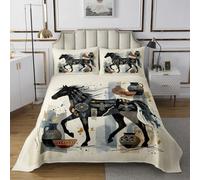 feelingyou Parure de lit motif cheval exotique - Taille L - Vintage - Design maison de campagne - Pour adultes et adolescents - Tribe - Imprimé animal ethnique