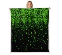 feelingyou Plaid noir vert joli style plaid jetez couverture taille jetée géométrique abstrait lit patchwork pour jeux adolescents gamepad décoration de la maison pour canapé