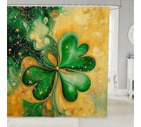 feelingyou Rideau de douche à quatre feuilles trèfle cravate colorant taille L aquarelle étoile plante Saint Patrick Rideau de bain pour adultes Vert et jaune rustique Ferme Accessoires de salle de