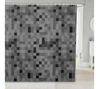 feelingyou Rideau de douche carré avec blocs de patchwork taille M Jeux vidéo Dessin animé Manette de jeu Rideau de bain pour enfants Armée Camouflage Jeu Gris Accessoires de salle de bain avec