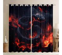 feelingyou Rideau de fenêtre serpent pour enfants et adultes, rideau de traitement de fenêtre exotique serpent de feu, rideaux de fenêtre magma flamme 3D pour décoration de chambre d'adolescents,