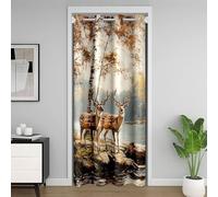 feelingyou Rideau de porte en forme de cerf - 86 x 203 cm - Style rustique - Forêt - Chasse - Cerfs - Pour l'extérieur, la jungle, la faune - Pour chambre à coucher