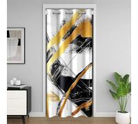 feelingyou Rideau de porte pour enfant - Art abstrait - Texture hip hop - Graffiti - Rayures - Lignes - Pour chambre à coucher - Noir et blanc doré - 1 panneau - 86 x 203 cm