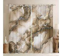 feelingyou Rideaux de fenêtre à impression marbrée - Taille XXL - Rayures géométriques - Bonne ombre - Décoration d'intérieur - Œuvre d'art abstraite - Pierre - Rideaux de fenêtre pour garçons