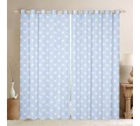 feelingyou Rideaux de fenêtre à pois, taille XXL, cercles bleus et blancs, bonne ombrage, décoration d'intérieur, style simple, rideaux de fenêtre pour garçons