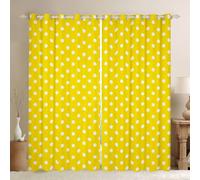 feelingyou Rideaux de fenêtre à pois Taille XXL Style simple moderne Bonne ombre Décoration d'intérieur Cercles jaunes blancs Rideaux de fenêtre pour garçons