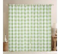 feelingyou Rideaux de fenêtre Boho Grid taille XXL Plaid Vichy Place Bonne Ombrage Décoration d'intérieur Moderne Chequé Vert Clair Rideaux de fenêtre pour garçons