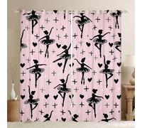feelingyou Rideaux de fenêtre de ballet pour chambre à coucher, taille L, étoiles mignonnes, amour, cœurs, bonne ombrage, décoration d'intérieur, ballet, princesse, danseuse, rideaux de fenêtre 2
