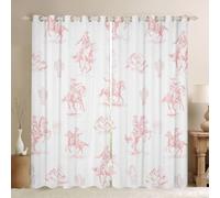 feelingyou Rideaux de fenêtre de cowboy occidental, taille XXL vintage montagne coucher de soleil cactus, impression bonne ombrage, décoration de la maison, style rétro rural, rideaux de fenêtre roses