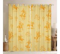 feelingyou Rideaux de fenêtre de cowboy occidental, taille XXL vintage montagne coucher de soleil cactus impression bonne ombre décoration d'intérieur style rétro rural rideaux de fenêtre jaune pour