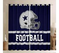 feelingyou Rideaux de fenêtre de football américain pour chambre à coucher, taille S Occidental Texas Étoile Cowboy Amoureux Sport Ombre Décoration de la maison Bleu Blanc Rideaux de fenêtre 2