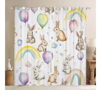 feelingyou Rideaux de fenêtre en forme de lapin - Taille M - Ballon aquarelle - Amour coloré - Graffiti - Ombre - Décoration d'intérieur - Arc-en-ciel rêveur - 2 panneaux pour garçons