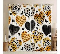 feelingyou Rideaux de fenêtre léopard pour cuisine, taille XL Amour Cœur Léopard Impression Bonne Ombre Décoration d'intérieur Romantique Moderne Rideaux de fenêtre pour adultes