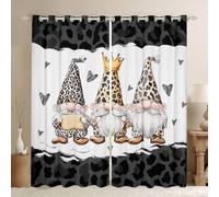 feelingyou Rideaux de fenêtre mignons GNOME taille XXL léopard amour cœur bonne ombre décoration maison peau animale rideaux de fenêtre pour garçons