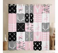 feelingyou Rideaux de fenêtre Silhouette de cerf Taille XXL Camo Ferme rustique occidentale Bonne ombre Décoration d'intérieur Flèche géométrique Rose Doux Rideaux de fenêtre pour garçons