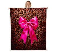 feelingyou Rose Bowknot Femme Jeter Couverture, Jeter Taille Luxe Léopard Impression Lit pour Adolescents Africain Guépard Peau Princesse Décor de la Maison pour Canapé