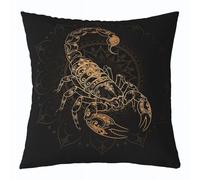 feelingyou Scorpion Housse de coussin, 45 x 45 cm, motif mandala exotique, vintage, pour enfants, doré et noir, constellation d'animaux sauvages