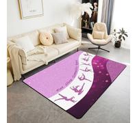 feelingyou Tapis de gymnastique danse salon 150 x 200 cm Cheerleading Yoga Amoureux Chambre Tapis pour garçons et filles Violet Paillettes Imprimer Tapis de sol Décoration de la maison