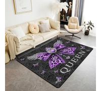 feelingyou Tapis de salon avec nœud papillon violet - 100 x 150 cm - Imprimé léopard - Arc papillon - Chambre à coucher - Tapis d'intérieur - Décoration d'intérieur