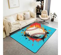 feelingyou Tapis de salon de baseball 100 x 150 cm 3D Baseball Aquarelle Graffiti Impression Chambre à coucher Tapis pour enfants adolescents Classique Rétro Ball Sport Décoration d'intérieur Tapis