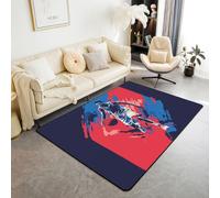 feelingyou Tapis de salon de basket-ball 150 x 200 cm Jeux de ballon classique 3D mignon basket-ball chambre à coucher tapis pour garçons et filles Graffiti coloré Tapis de sol Décoration de la maison