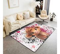 feelingyou Tapis de salon mignon vache highland 150 x 200 cm dessin animé animal sauvage chambre à coucher tapis pour garçons filles aquarelle cravate teinture vache tapis de sol décoration de la