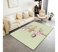 feelingyou Tapis de salon motif joyeuses Pâques - 100 x 150 cm - Rose prune - Fleurs - Florale - Chambre à coucher - Pour enfants et adolescents - Joli kit de décoration d'oiseaux en bois rustique