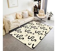 feelingyou Tapis de salon serpent sauvage - 150 x 200 cm - Mystique exotique - Style bohème - Étoiles - Lune - Chambre à coucher - Tapis de sol pour garçons et filles - Reptiles - Jaune - Décoration