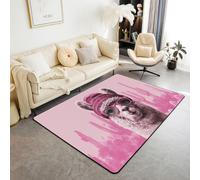feelingyou Tapis de salon tendance mignon Alpaca 100 x 150 cm Rose Cactus Désert Décor Chambre à coucher Tapis pour enfants Adolescents Assez Classique Rétro Beau Animal Tapis d'intérieur Décoration