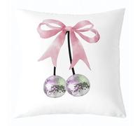 feelingyou Trendy Bow Knot Kids Housse de coussin Disco Light Ball esthétique double face Cravate Colorant Mode Bow Girly, Rose Blanc Canapé-lit Canapé Housse de coussin, 1 paquet 40 x 40 cm