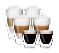 Feelino Lot de 6 verres thermiques à double paroi 2 x 80 ml Espresso / 2 x 310 ml de latte macchiato / 2 x 400 ml de long drink - chacun emballé par Feelino