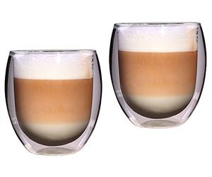 Feelino Mug a Cafe, Tasse a Cafe, 2x Tasse Double Paroi, Tasses Cafe en Verre Original de 400ml, Verre Double Paroi au Design Flottant, Mugs Transparent pour Café, Cappuccino, Macchiato, Latte, Thés