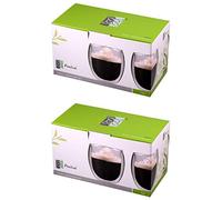 Feelino Mug a Cafe, Tasse a Cafe, 4x Tasse Double Paroi, Tasses Cafe en Verre Original de 400ml, Verre Double Paroi au Design Flottant, Mugs Transparent pour Café, Cappuccino, Macchiato, Latte, Thés