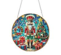 feelive Nutcracker Diamant Peinture Pendentif, 5D Arbre de Noël Diamond Painting Ornements avec Chaîne pour Adultes, DIY Suspendus Diamant Paint Pendentif Pour Balcon Fenêtre Jardin Maison Décoration