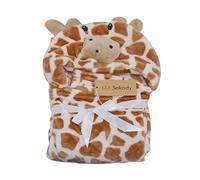 Feelme Robe de Chambre Polaire Enfant Peignoir Sortie de Bain à Capuche Animaux pour Bébé Cape de Bain Flanelle Microfibre, Girafe, Taille unique