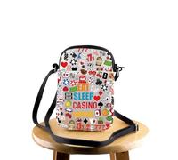 FEELMEM Cadeaux de jeu de casino pour manger, dormir, répéter le casino, sacs à bandoulière pour les amateurs de jeu, cadeaux de casino chanceux, beige, size