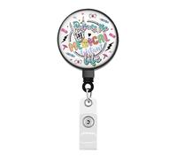 FEELMEM MA Gifts Porte-badge à bascule pour assistant médical, clinique, infirmière, cadeau de remise de diplôme (beige)