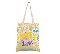 FEELMEM Math Diva Gift Math Geek Gift Math Diva Mathematical Canvas Tote Bag Math Teacher Gifts Math Lover Book Bag Math Gifts