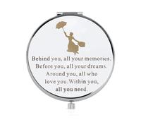 FEELMEM Miroir compact avec citation inspirée de Mary Poppins « Behind You All Your Memories »
